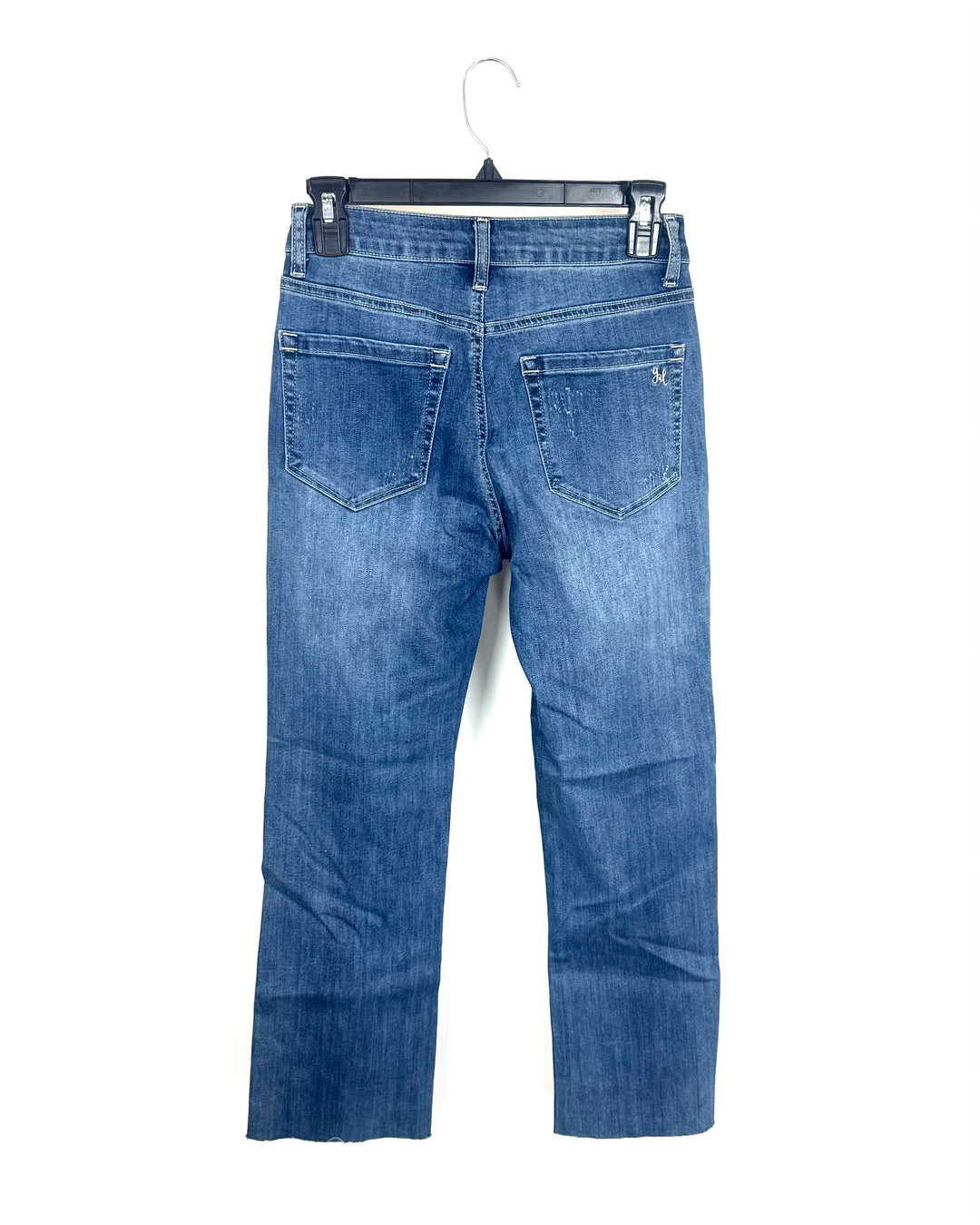 Distressed Straight Leg Jeans - Size 0/2