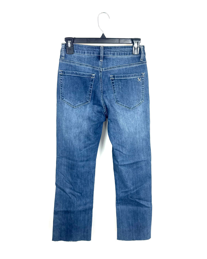 Distressed Straight Leg Jeans - Size 0/2
