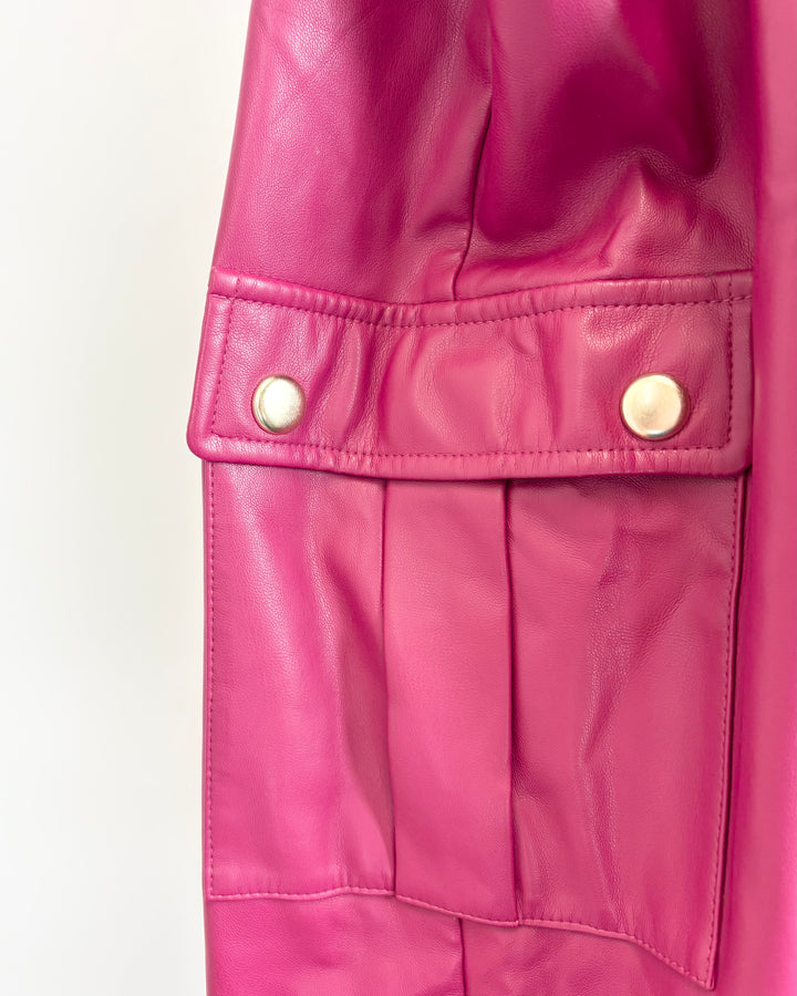 Magenta Faux Leather Jogger Pants - Size 2X