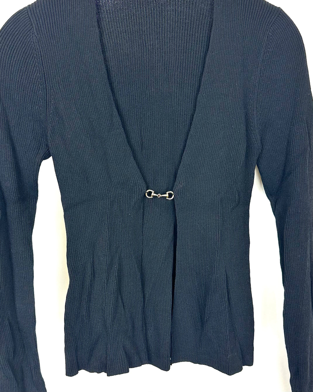 Black Ribbed Open Front Top - Size 00/0
