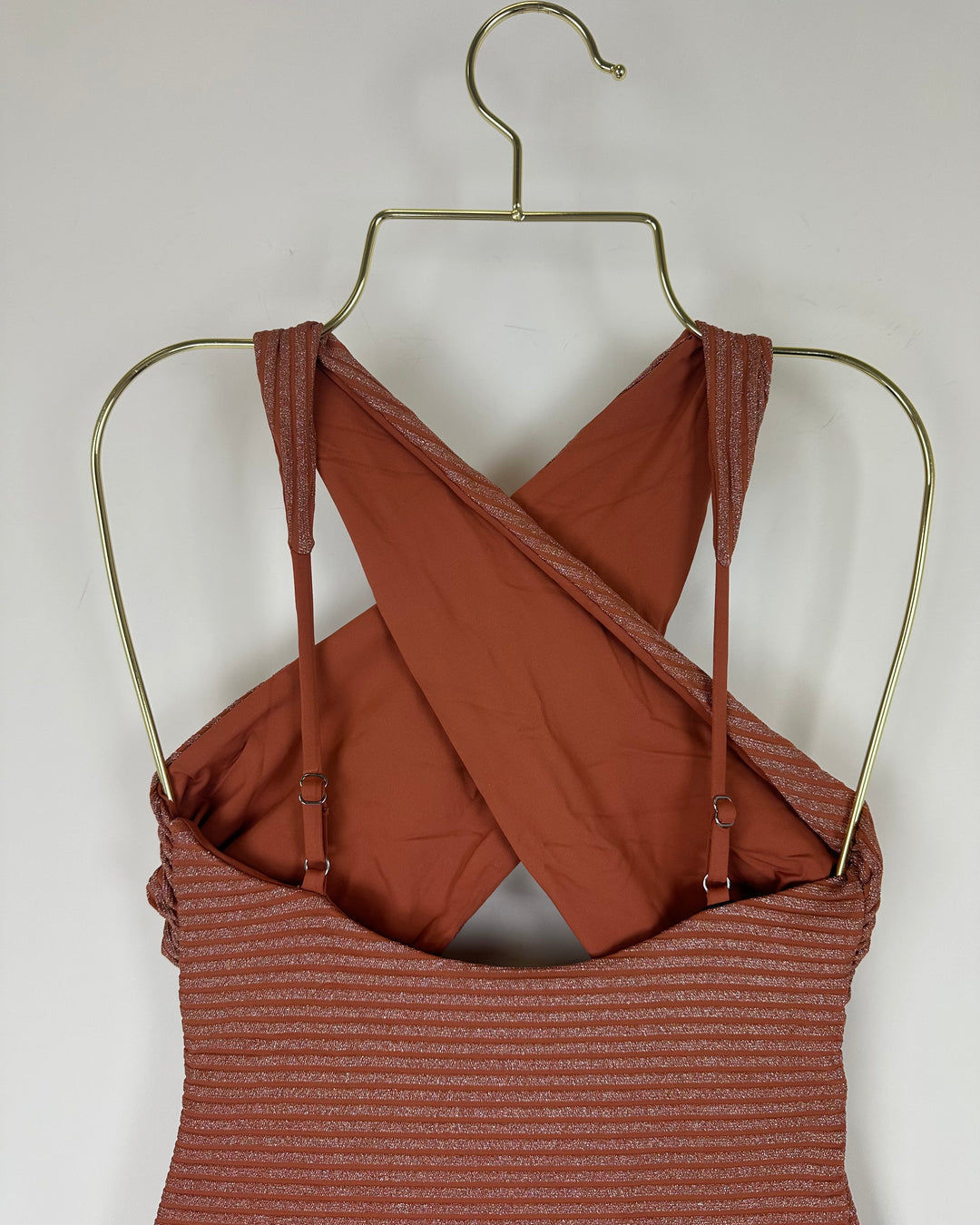 Metallic Brown Halter One Piece Swimsuit - Extra Small