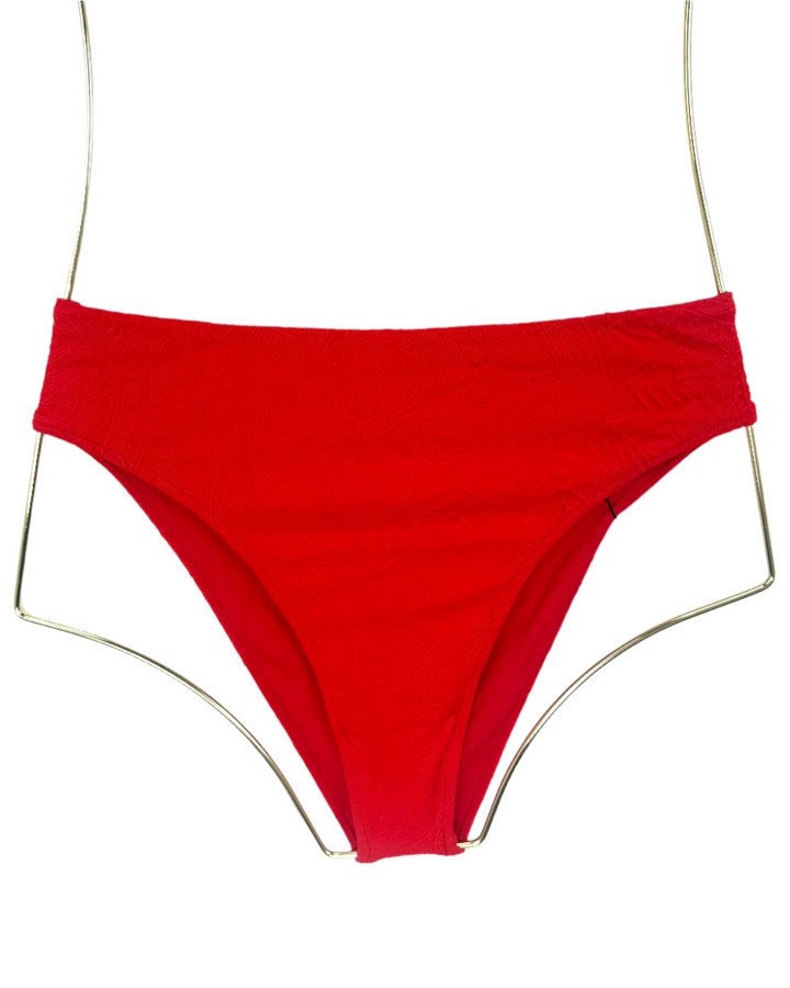 Red Embossed High Waist Bikini Bottom - XS, S and XL