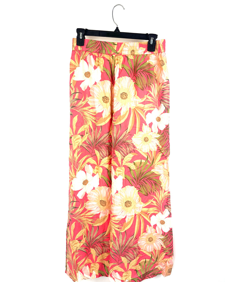 Pink Floral Wide Leg Pant - Size 0/2