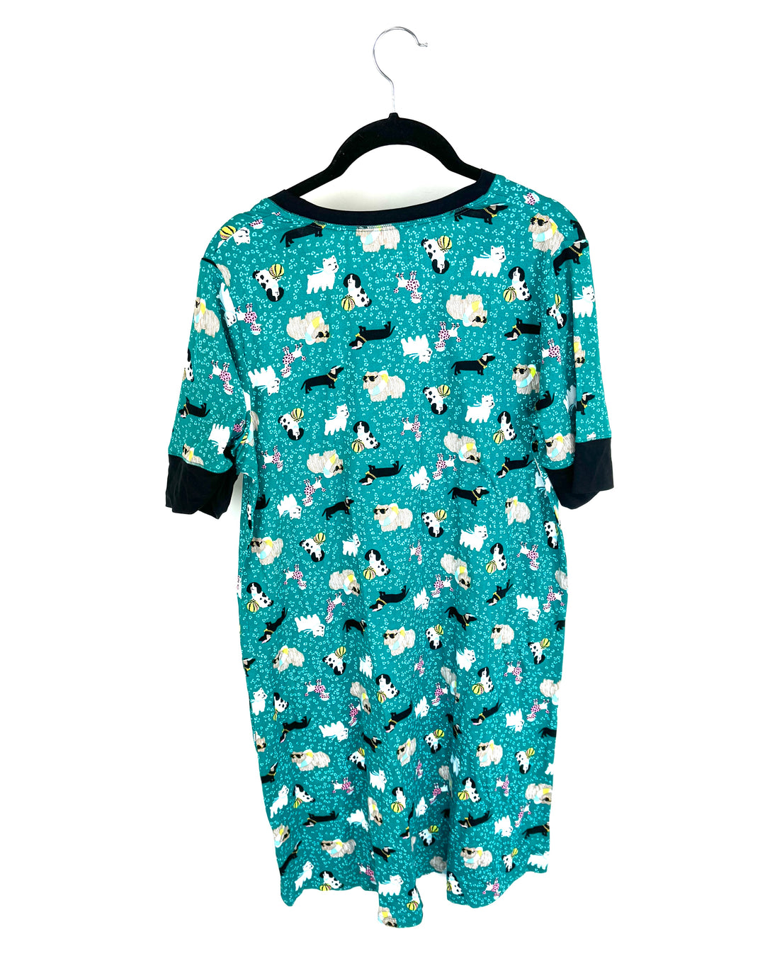Dog Printed Crop Sleeve Sleep Dress - Small