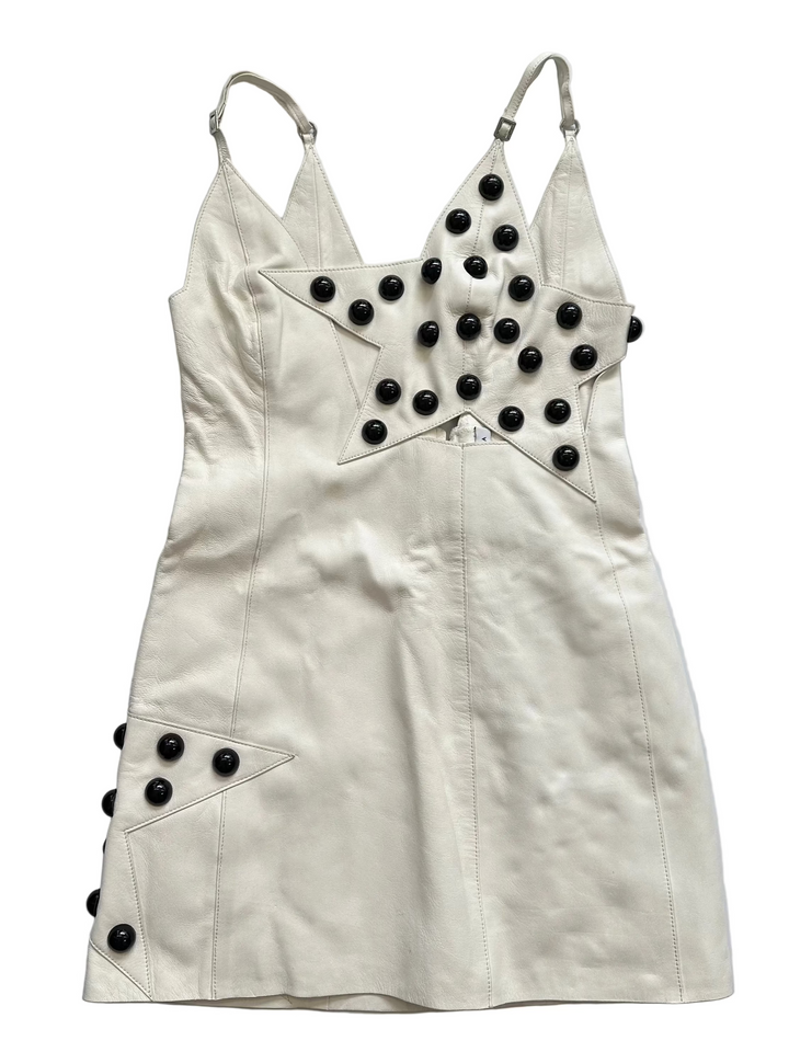 Warm White Leather Star Dress - Size 4 and 6