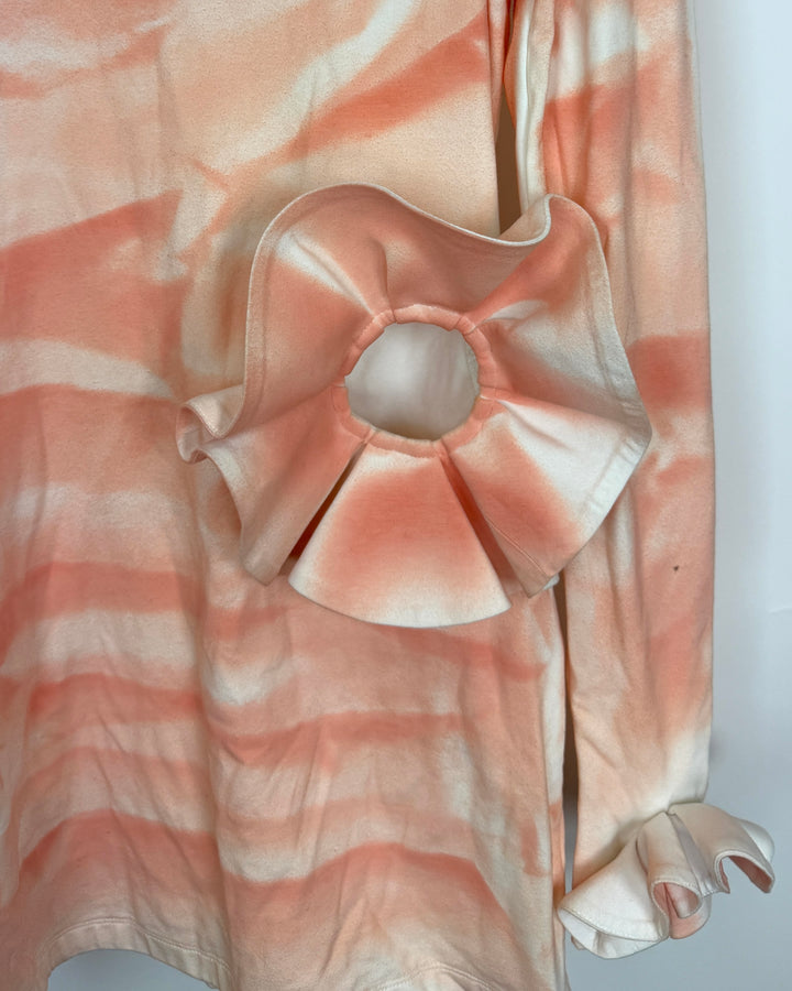 Coral and White Ruffled Flower Dress - Size 2/4