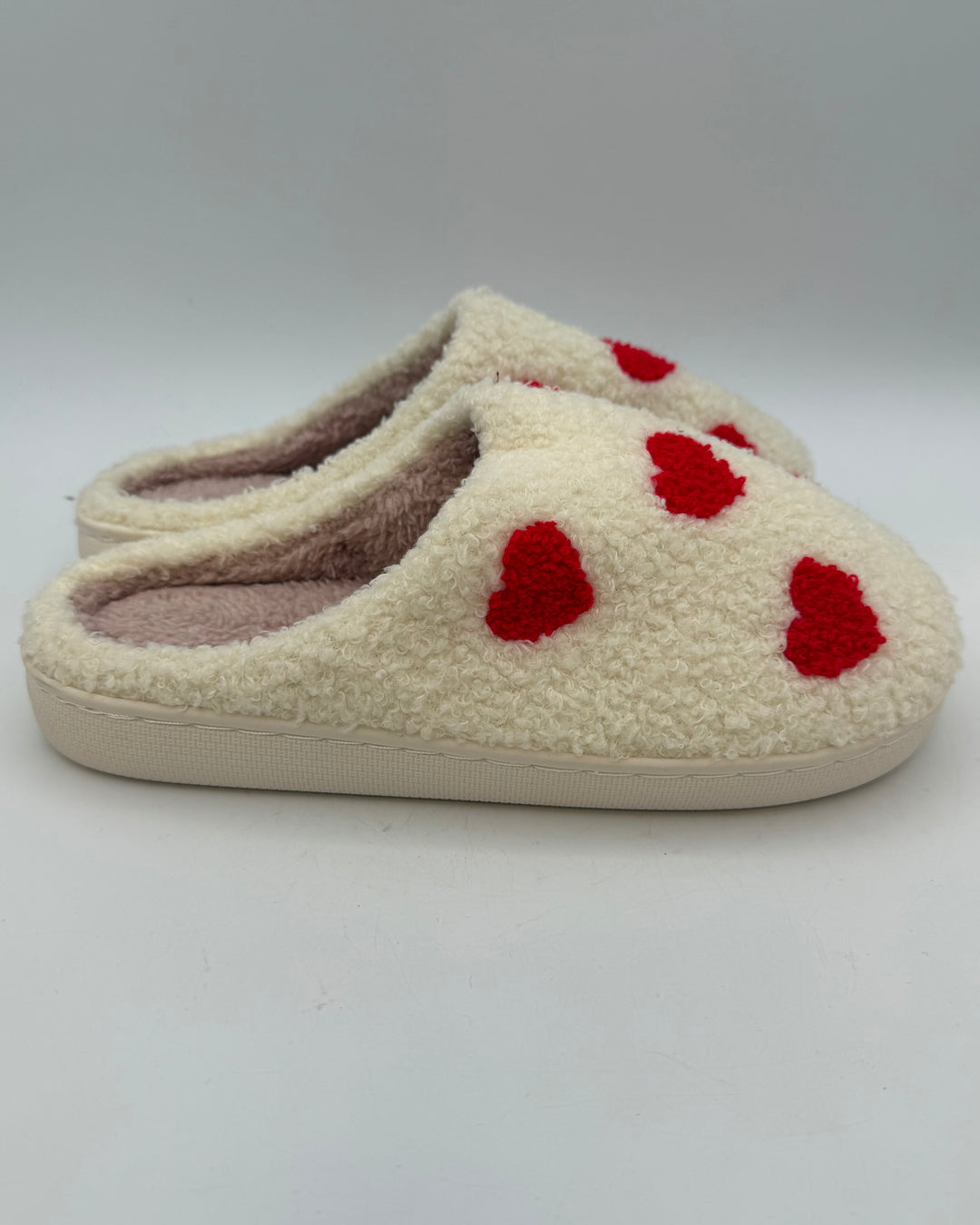 Fuzzy Heart Slippers - Size 7