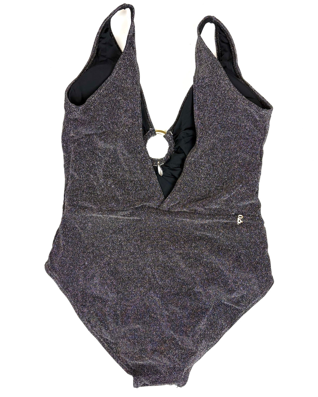 Metallic Black V-Neck One Piece Swimsuit - Size 4/6