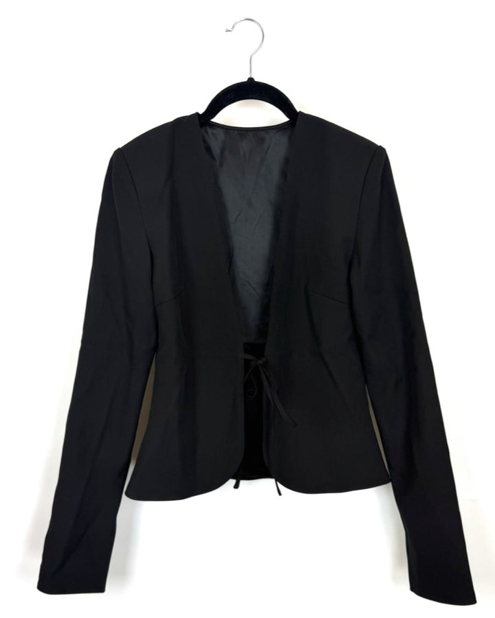 Black Tie Front Blazer - Size 0/2
