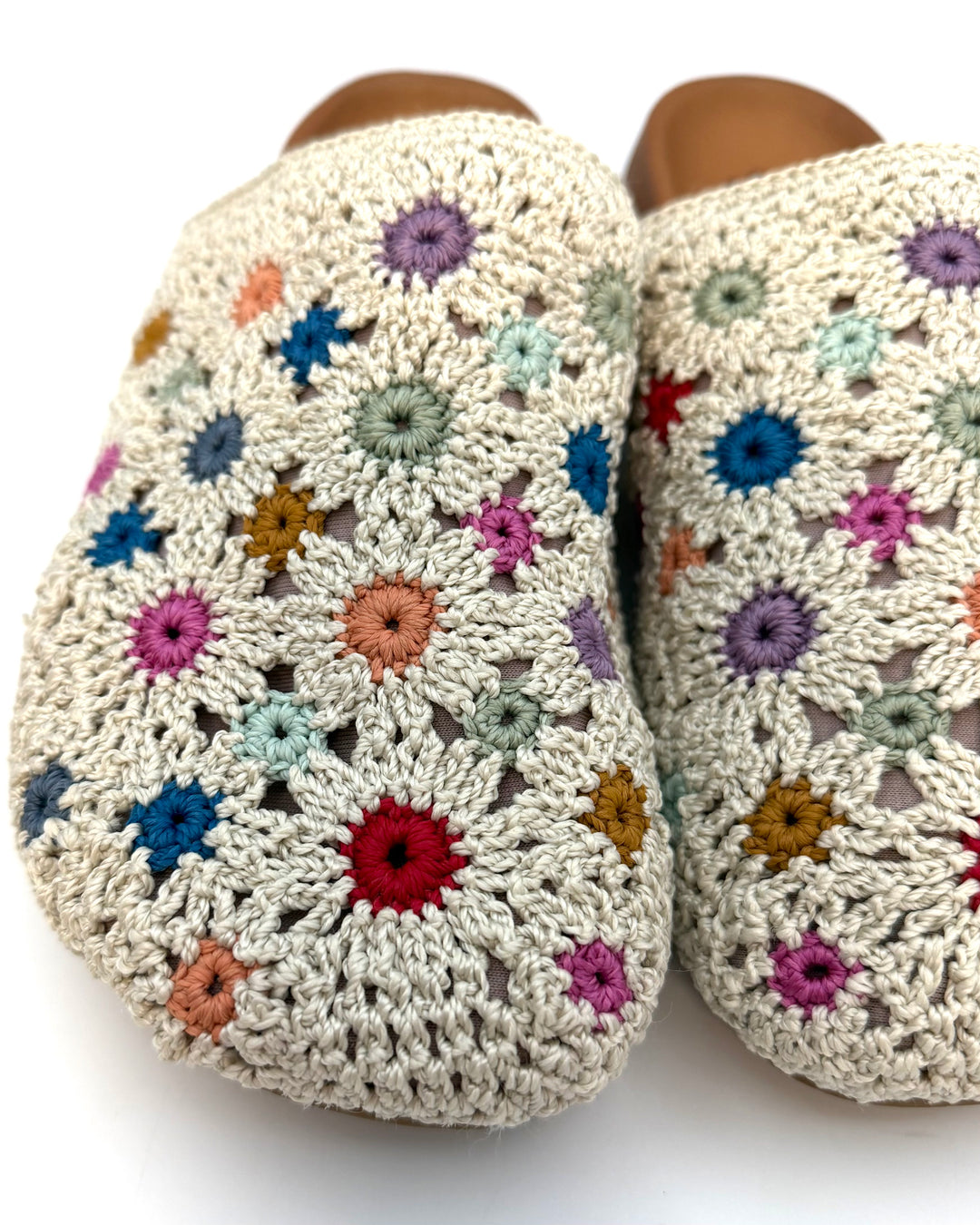 Floral Embroidered Crochet Clog - Size 8, 10, 11