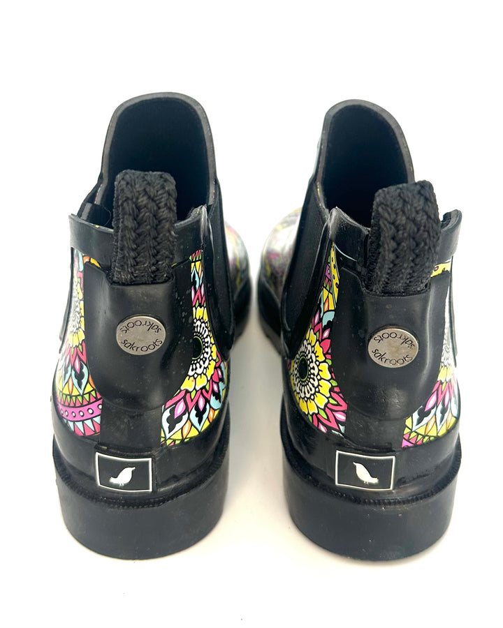 Black Abstract Rainboot - Size 6 and 9