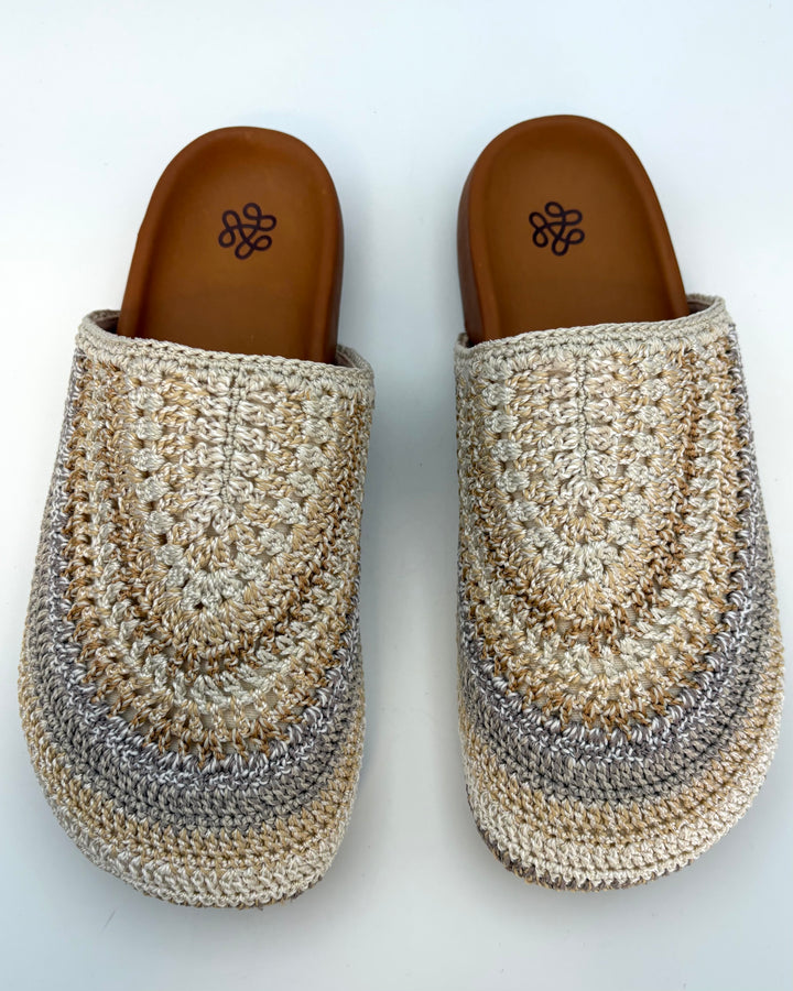 Beige & Tan Crochet Clogs -  Size 9 and 10