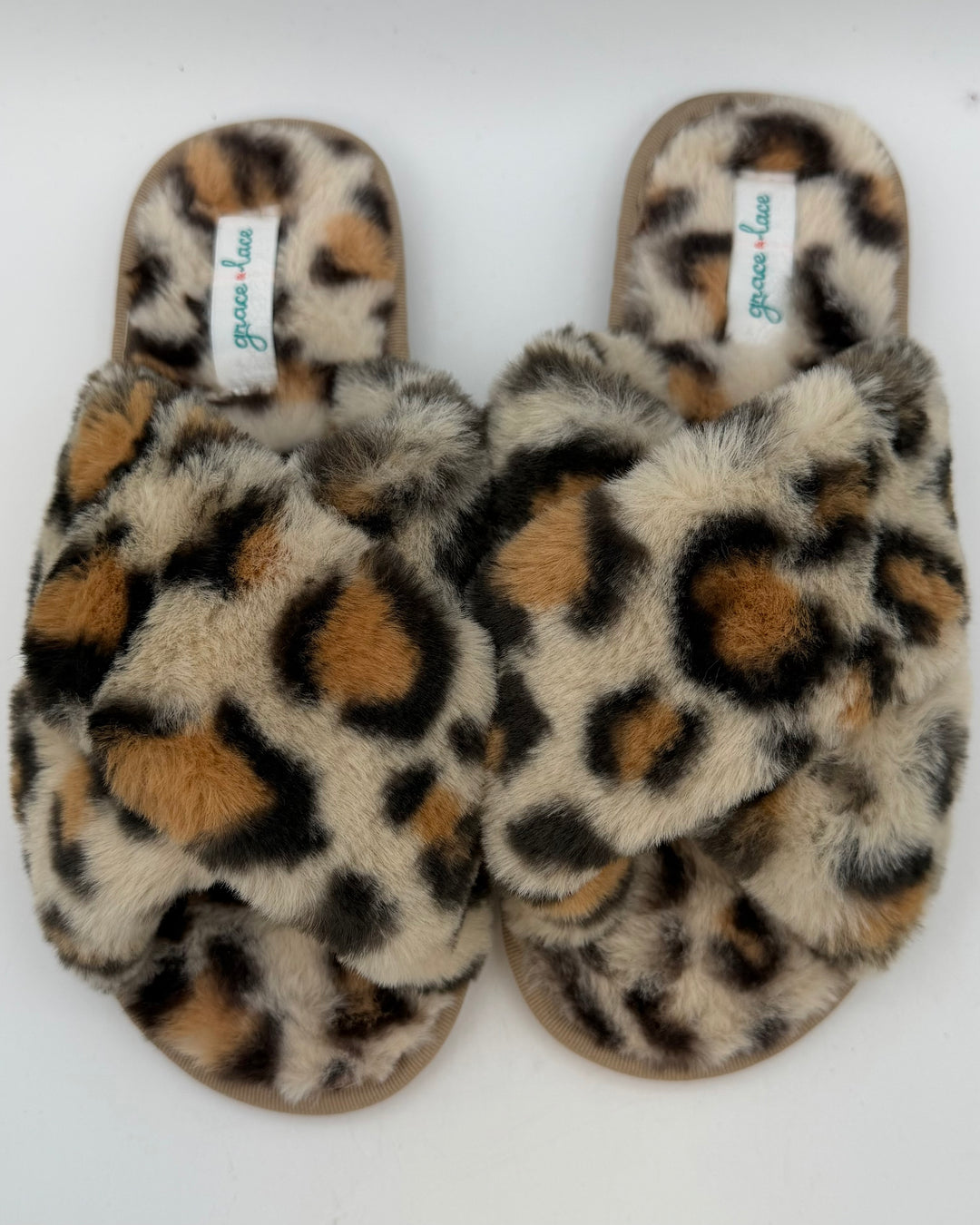 Open Toe Leopard Slippers - Size 7