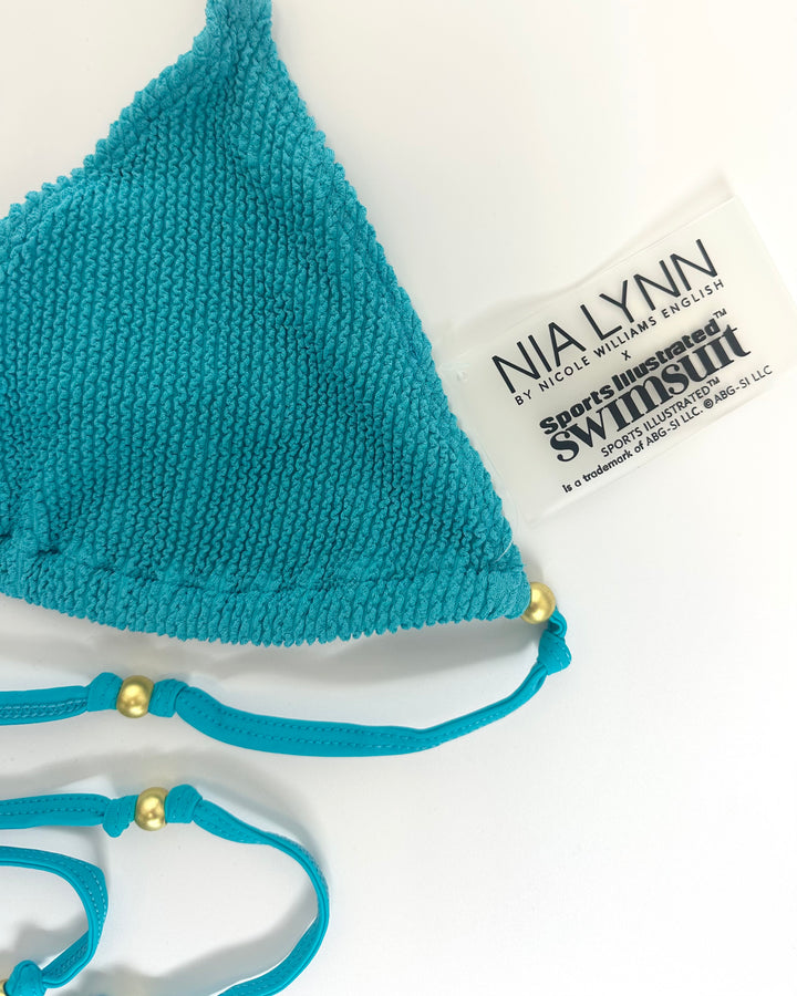 Teal Textured Strappy Bikini Top - XS - XL