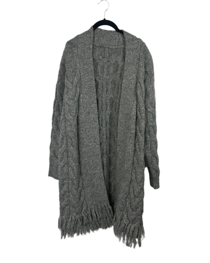 Grey Cable Knit Cardigan- Medium