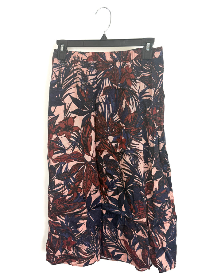 Dusty Pink and Dark Purple Floral Skirt - Size 4/6