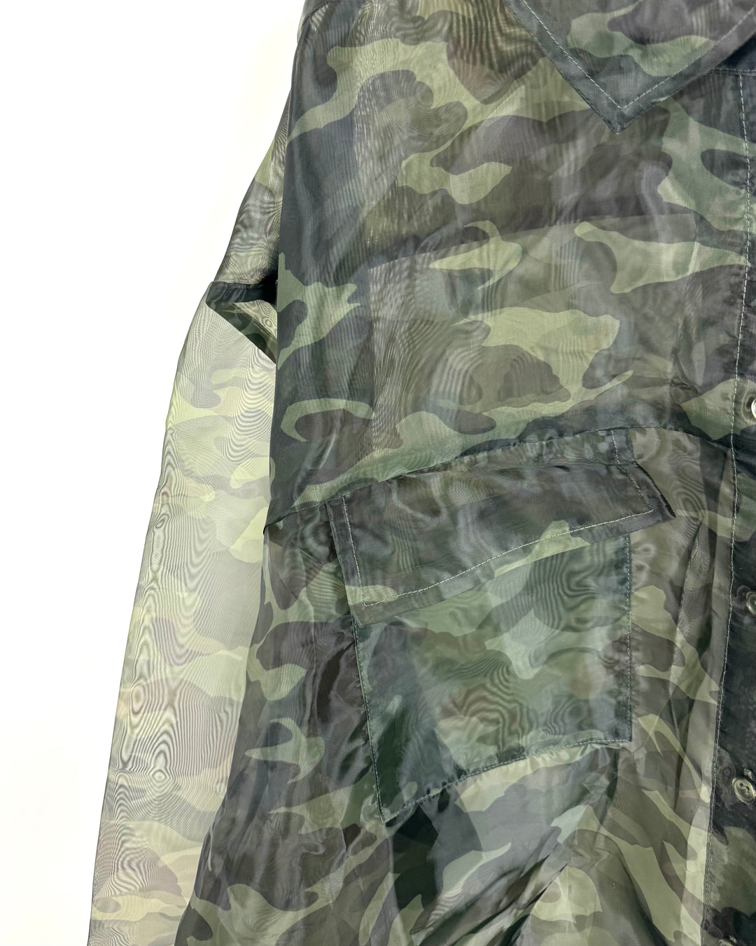 Green Camouflage Mesh Button Up Shirt -  Size 2X