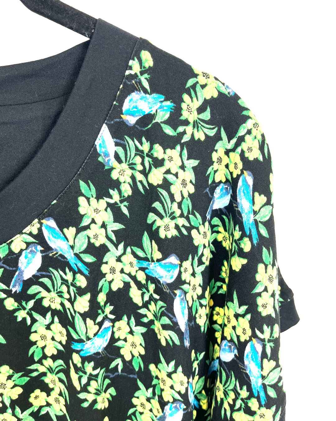 Bird And Floral Short Sleeve Top - Size 4/6