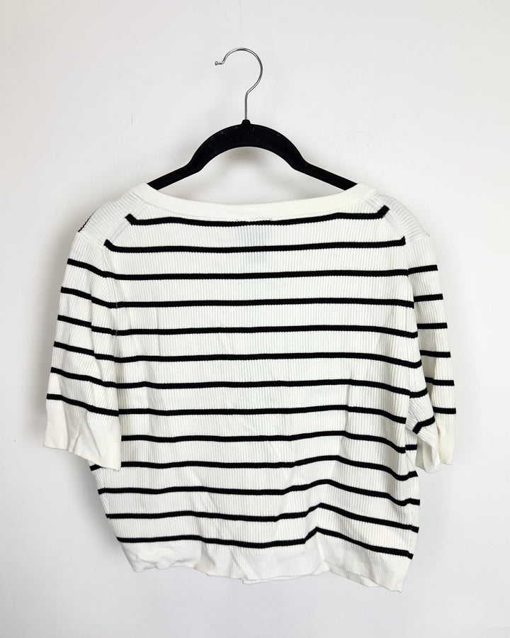 Black and White Striped Cardigan - Size 0/2 and 2/4