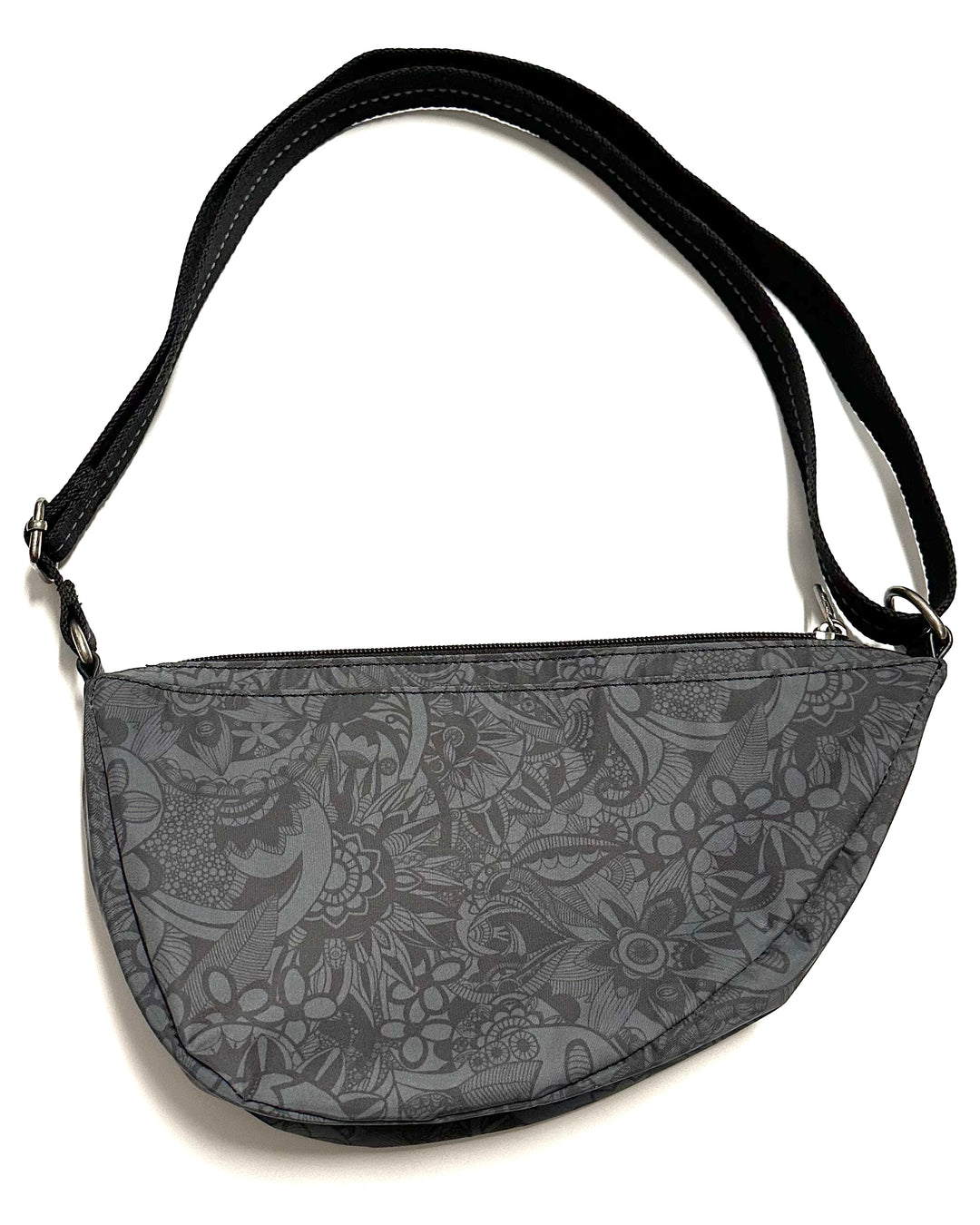 Grey and Black Paisley Crossbody Sling Bag