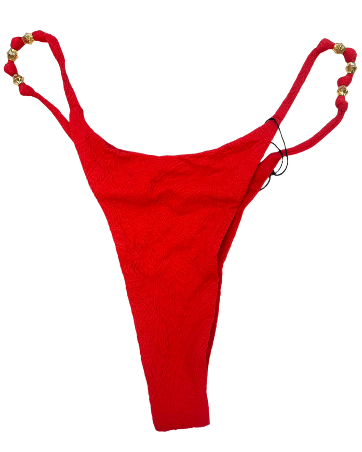 Red Embossed Thong Bikini Bottom - S, M, L, XL, XXL