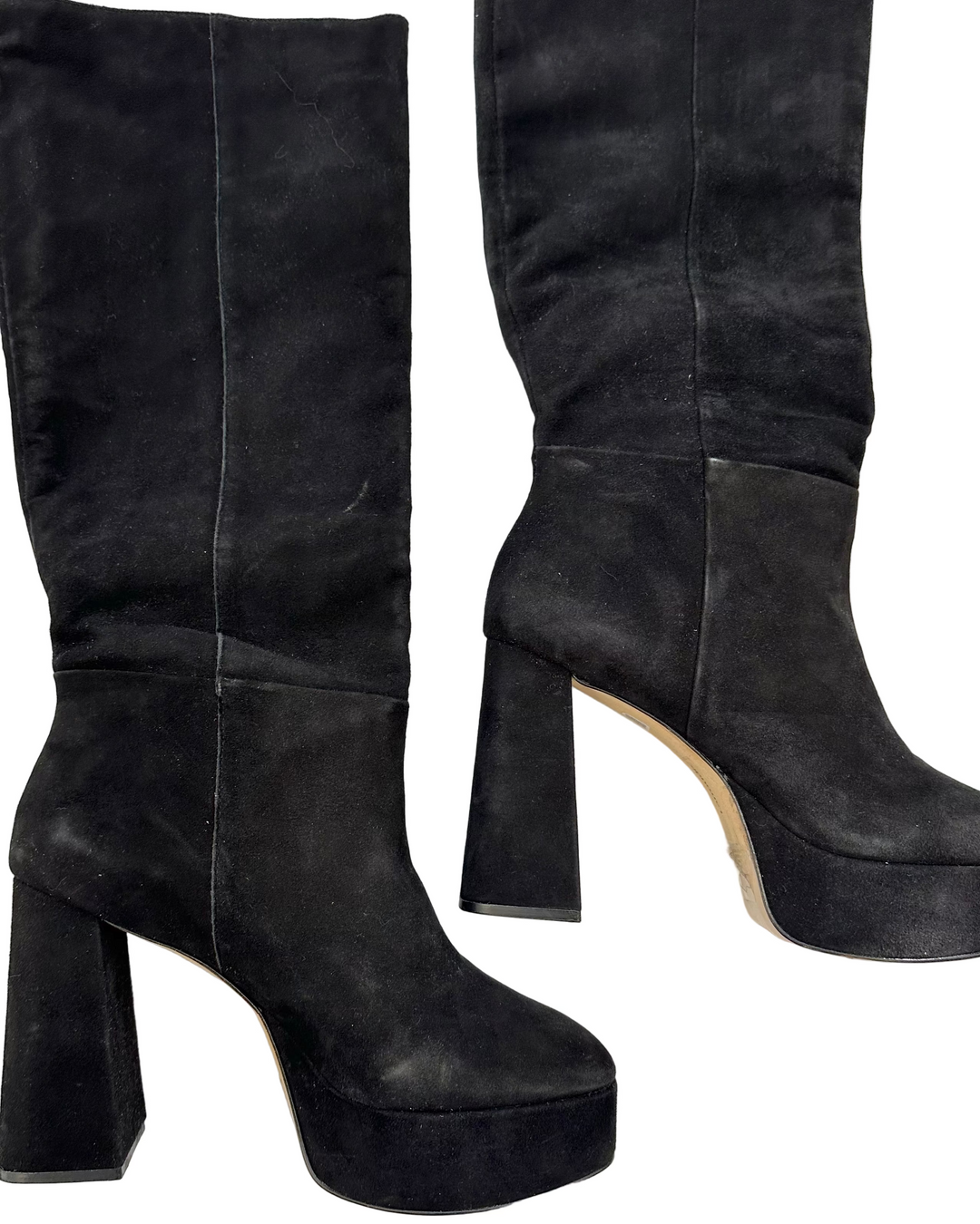 Black Suede Platform Boots - Size 11