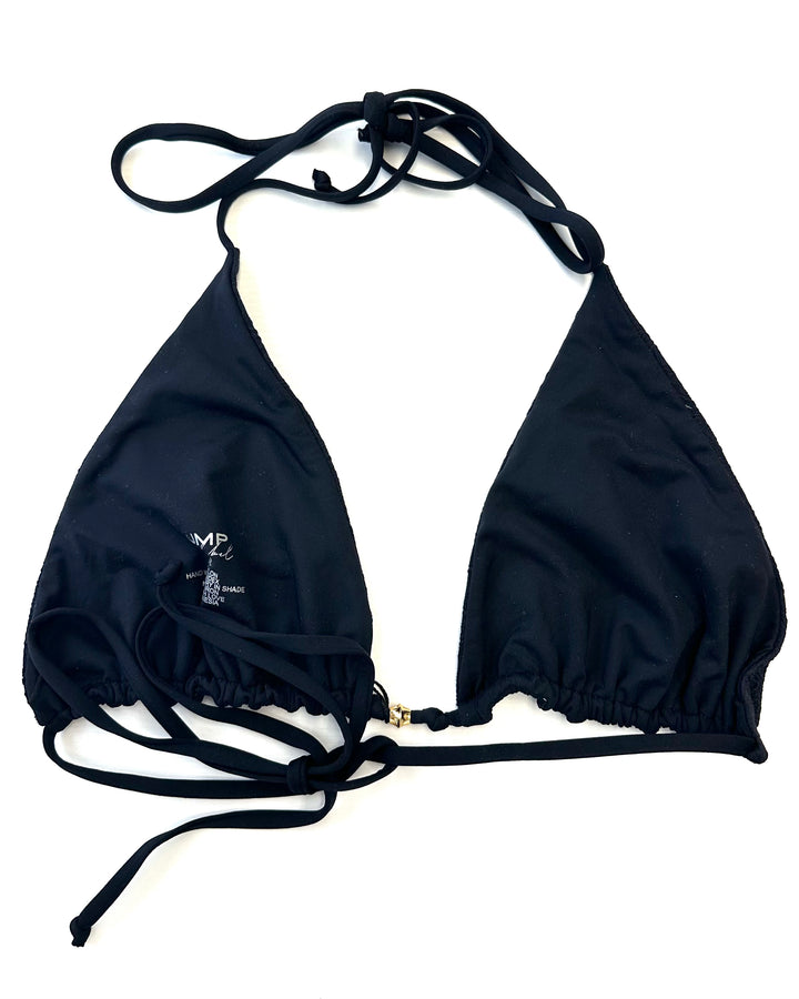 Black Embossed Triangle Bikini Top - Extra Extra Large