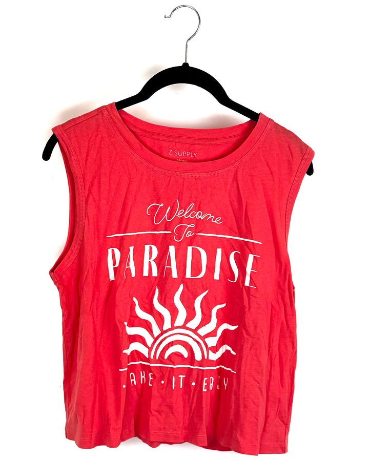 Pink Welcome To Paradise Sleeveless T-Shirt - Size 2/4