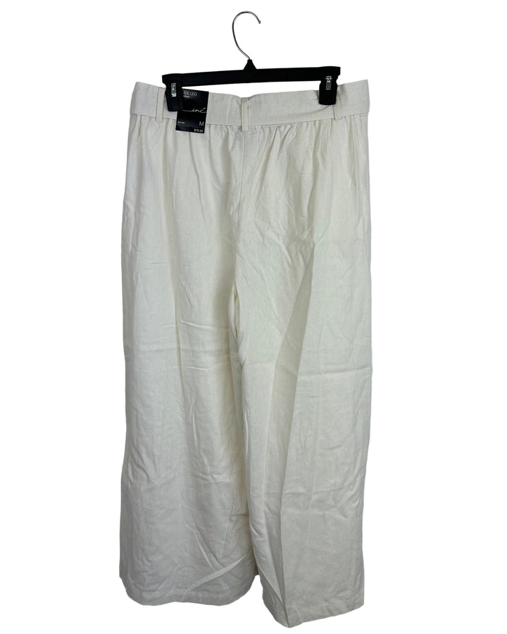 Ivory Linen Belted Pants - Size 4/6