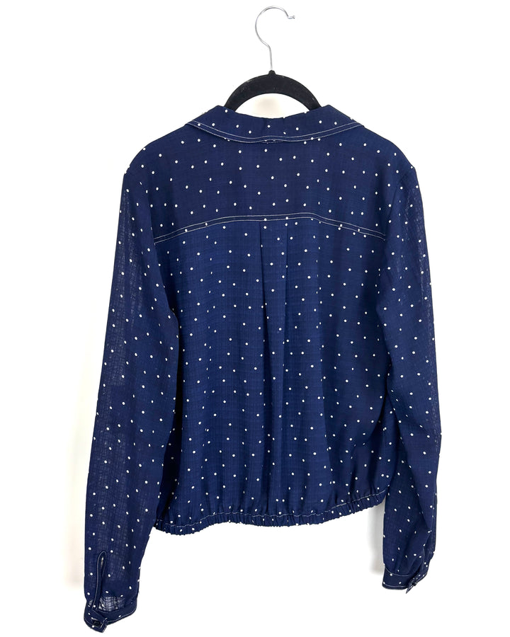 Blue Polka Dot Button Up Blouse - Size 4/6