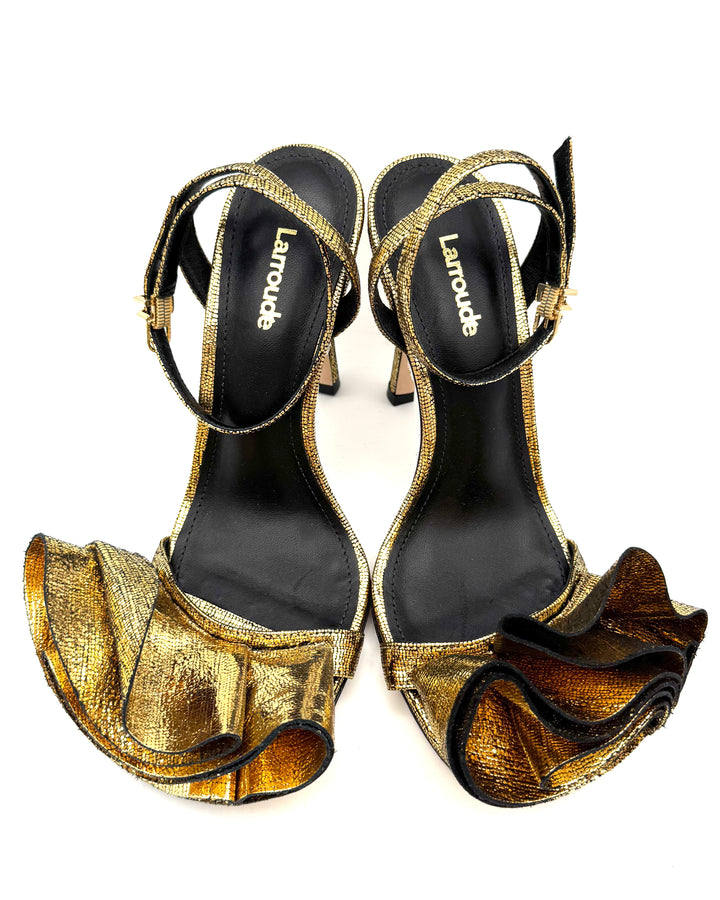 Gold Metallic Leather Heel - Size 6, 8 and 9