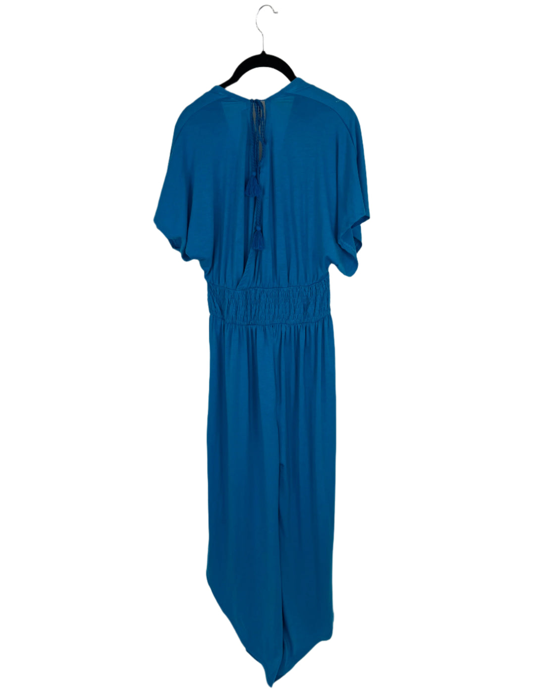 Blue Short Sleeve Floral Detail Jumpsuit - Size 6/8