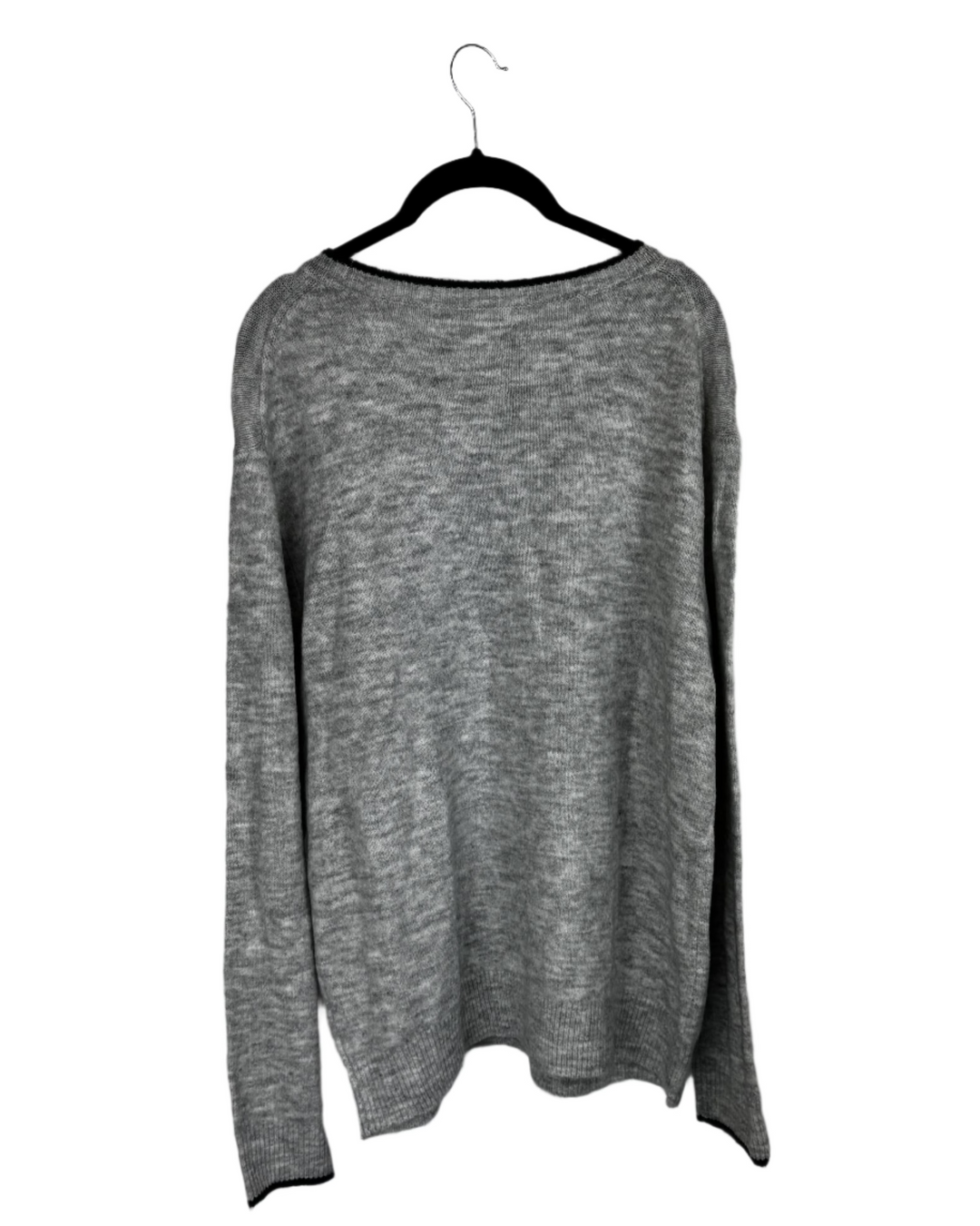 Gray Holiday Antler Sweater - Medium