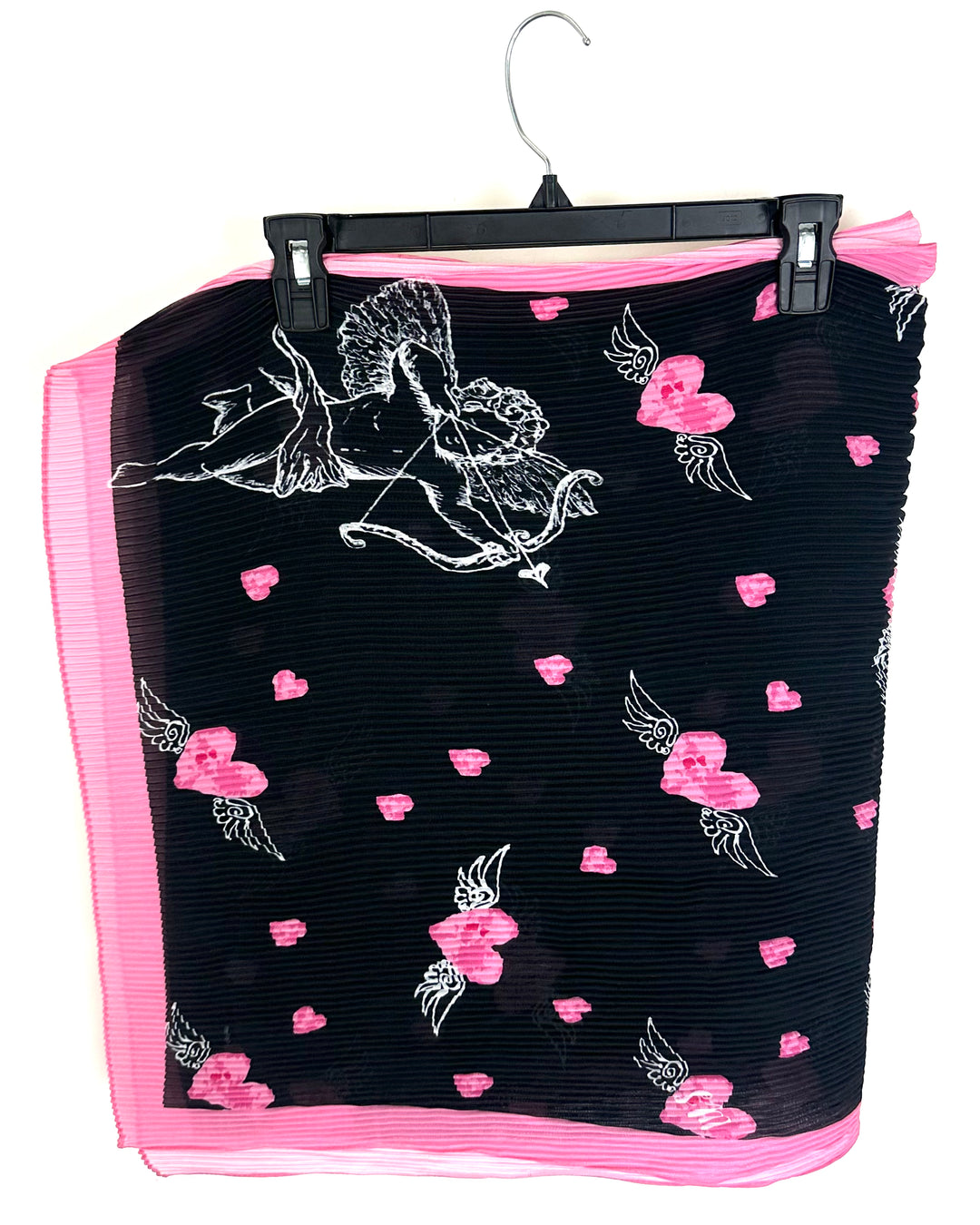 Black and Pink Flying Hearts Scarf