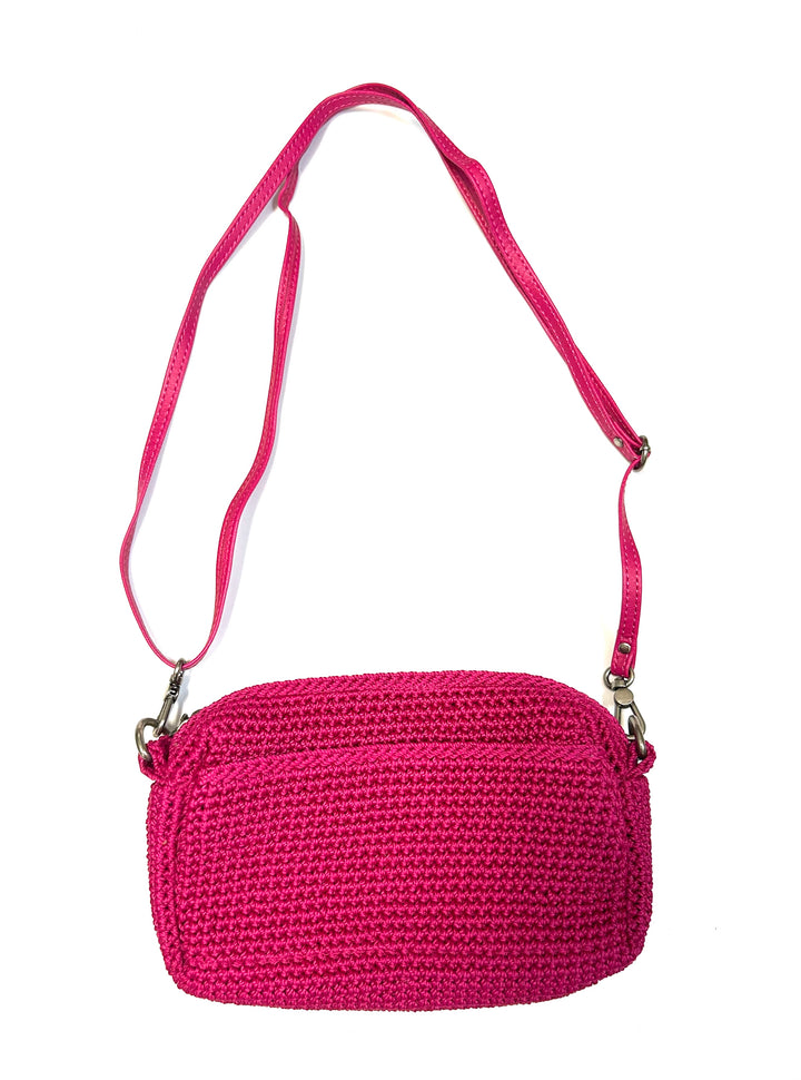 Magenta Crochet Crossbody Bag