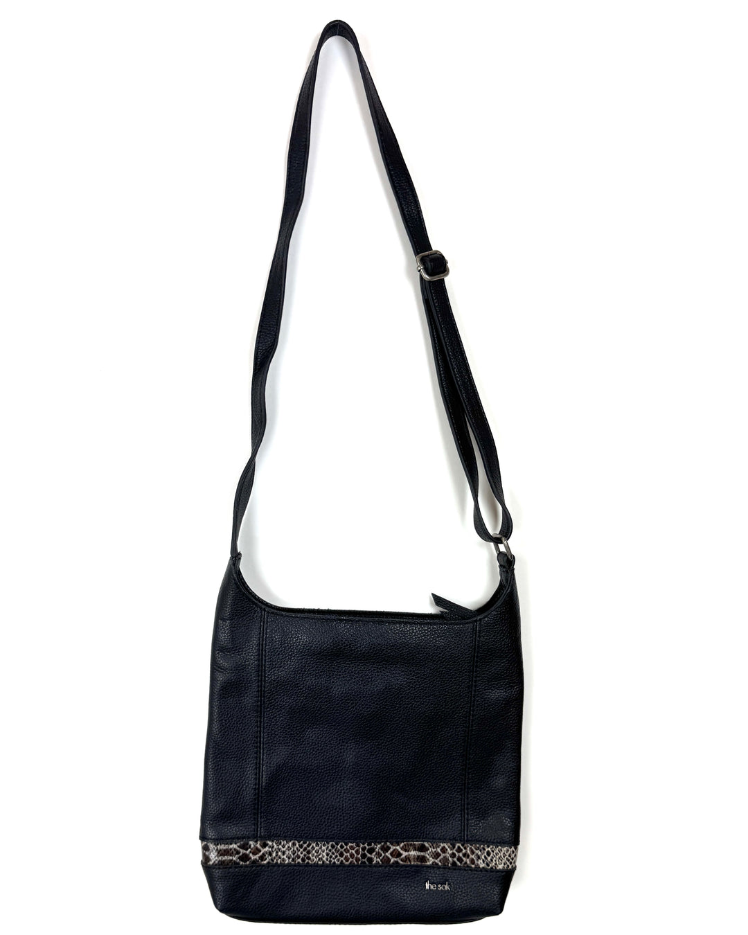 Black Leather Snake Skin Crossbody