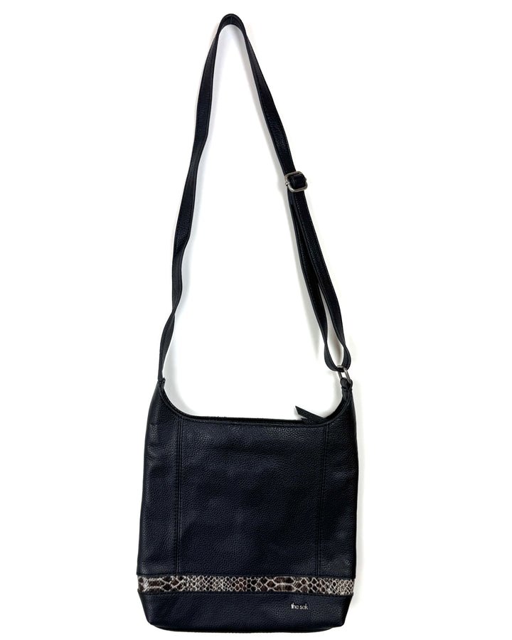 Black Leather Snake Skin Crossbody