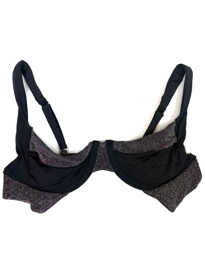 Black Shimmer Underwire Bikini Top - Small