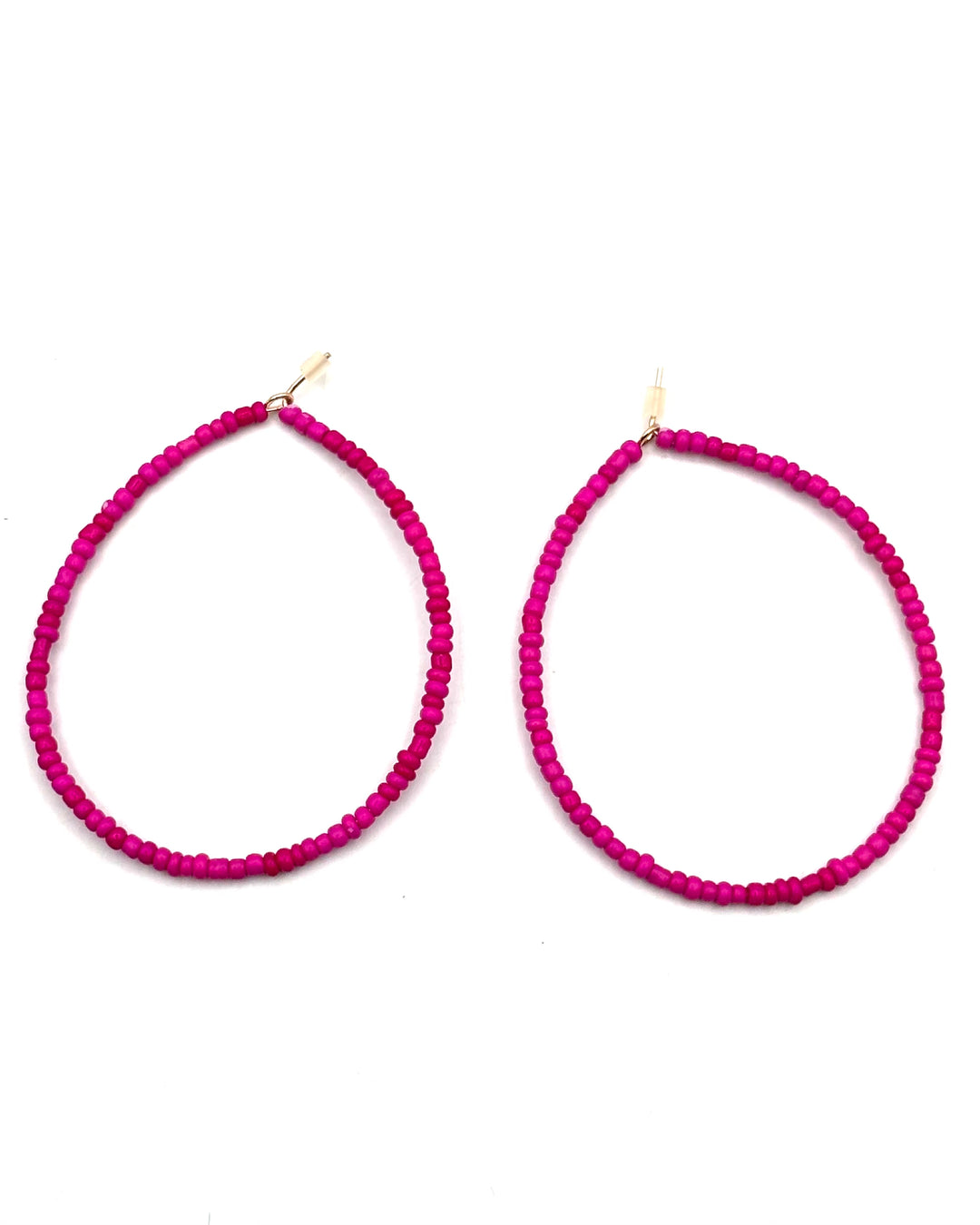 Magenta Pink Beaded Hoop Earring