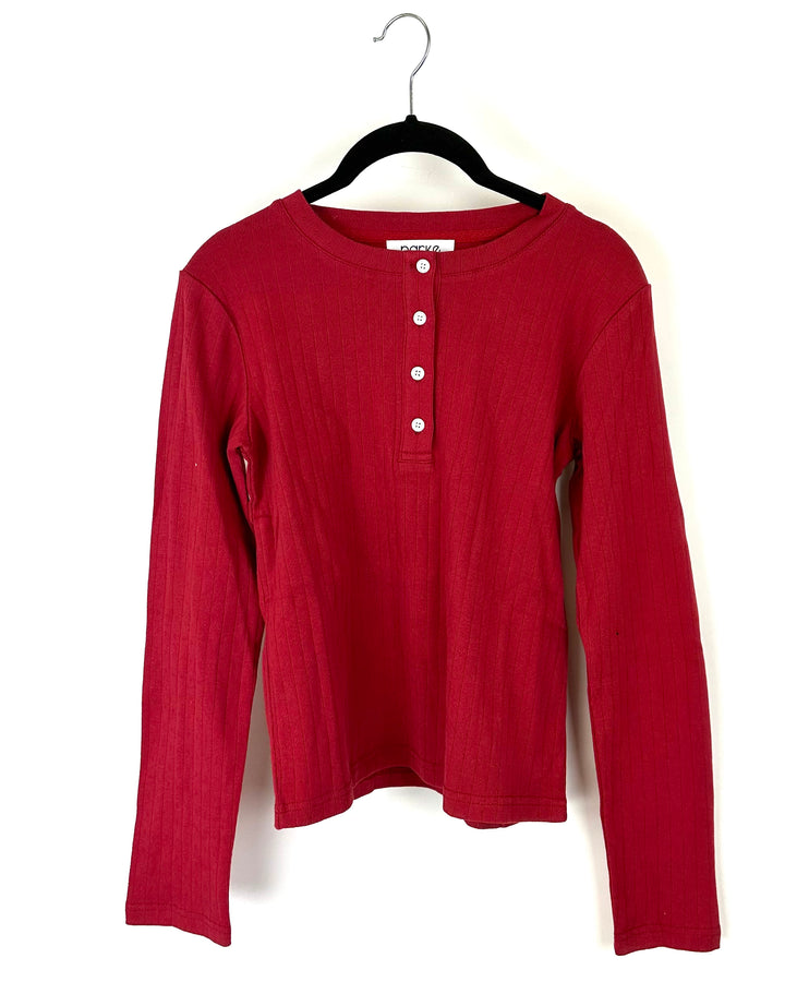 Red Button Down Long Sleeve - Large