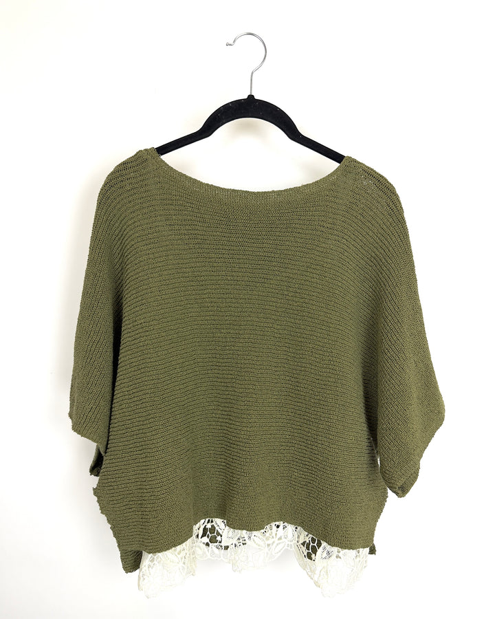 Olive Layered Lace Knit Top - Size 4/6