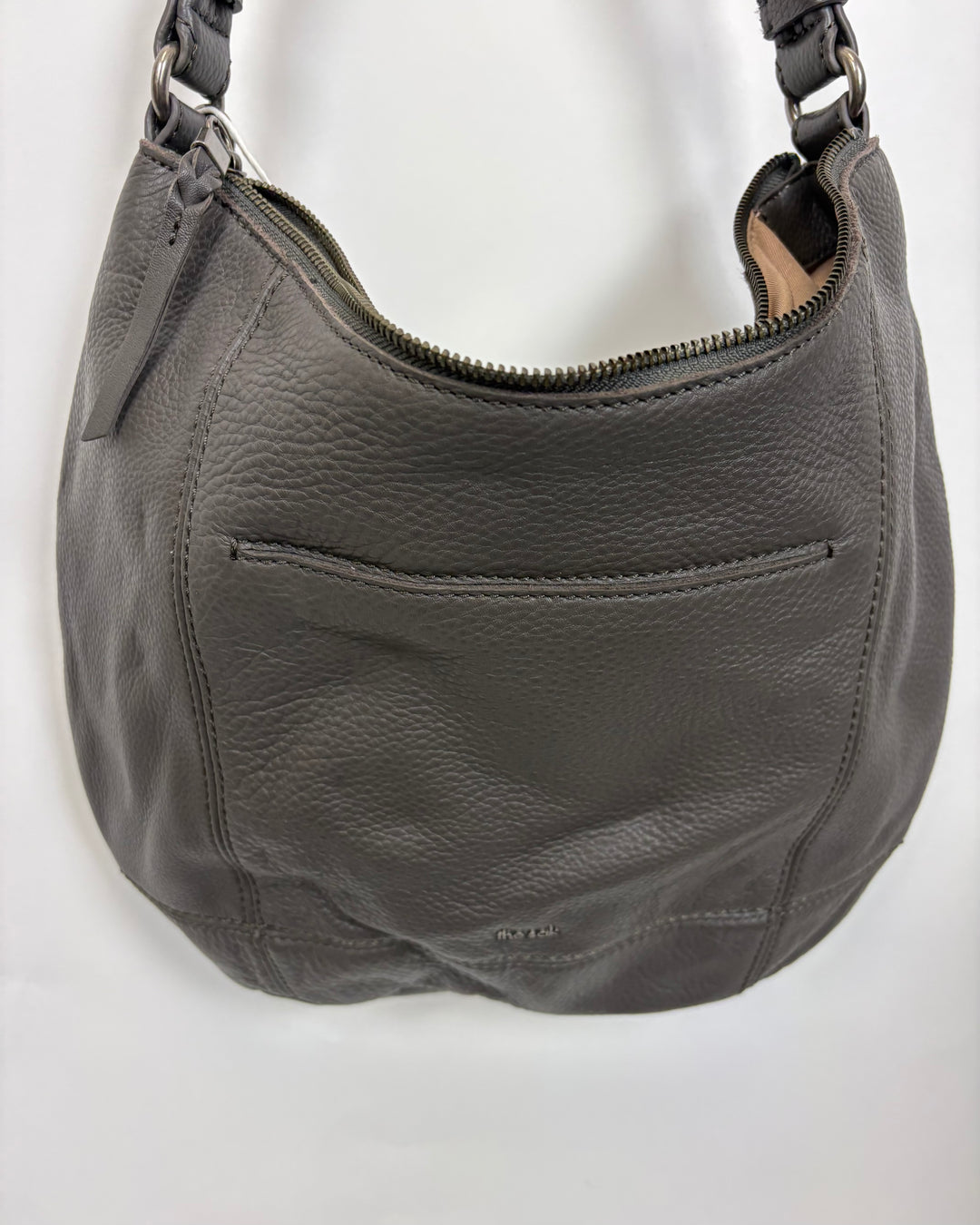 Iron Grey Leather Slouch Bag
