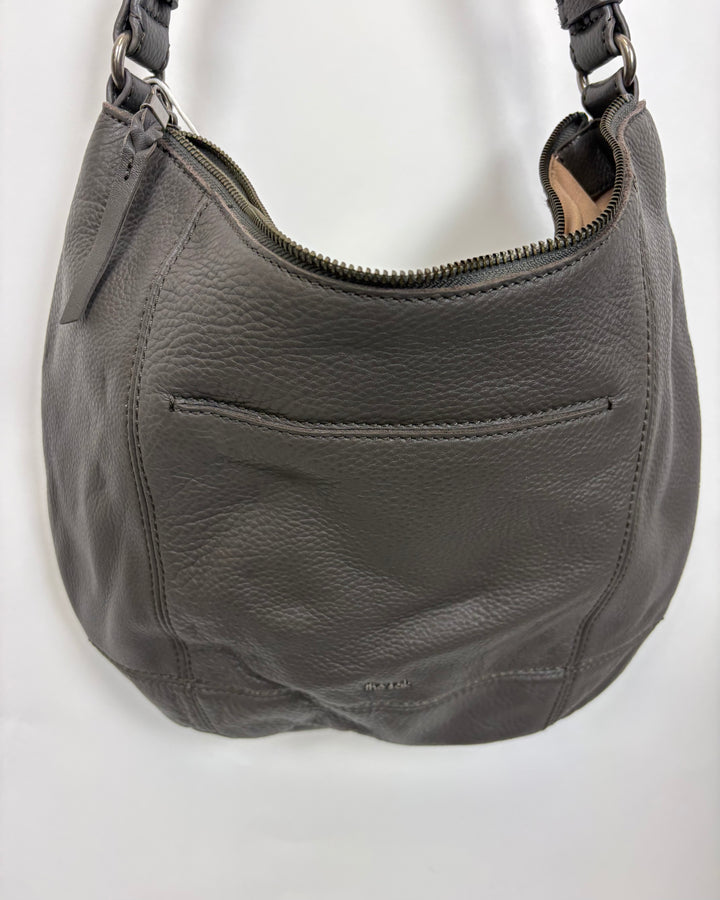 Iron Grey Leather Slouch Bag