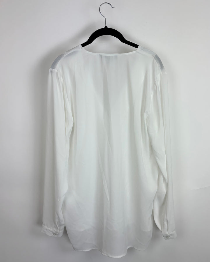 White V-Neck Blouse - Size 6/8