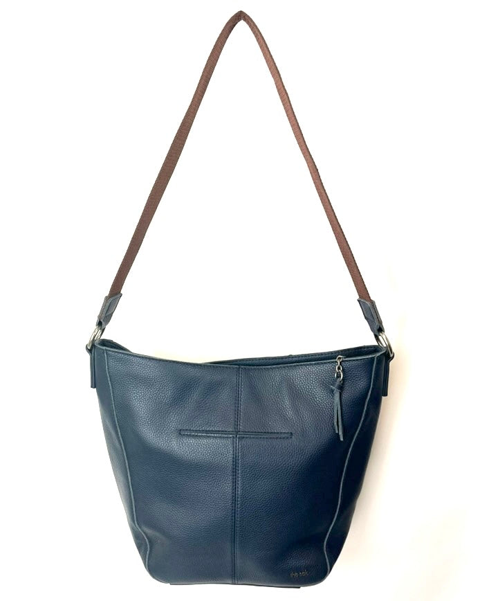 Navy Blue Leather Shoulder Bag