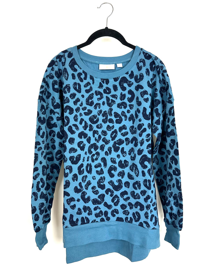 Dark Teal Leopard Print Top - Size 6/8