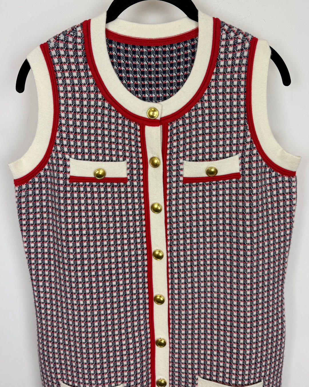 Blue & Red Knit Tank Top Dress - Size 8/10