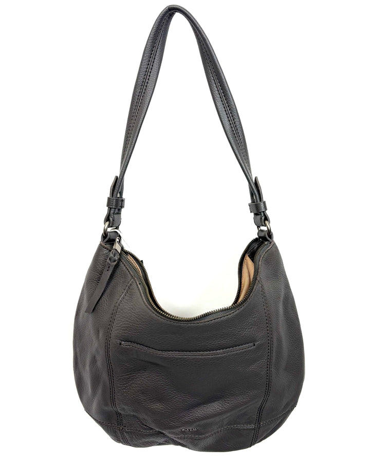Iron Grey Leather Slouch Bag