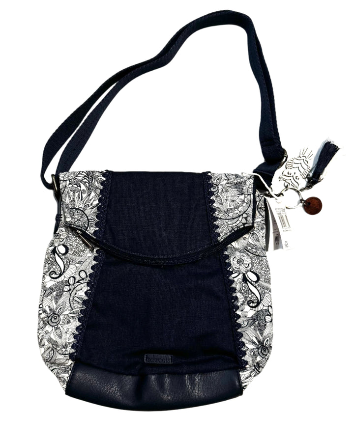 Blue and White Paisley Crossbody Bag