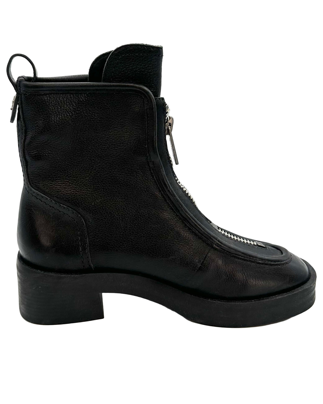 Black Structured Zipper Boots - Size 8